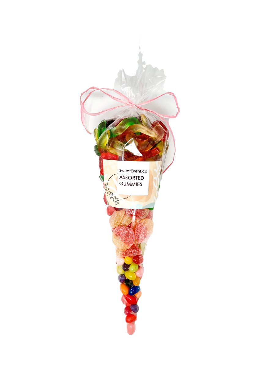 Candy Cones With Personalized Sticker Value Packed Assortment Of Popular Candies Prepackaged Snack